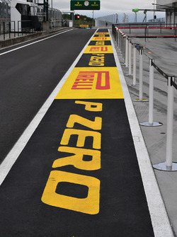 Pirelli branding in pit lane