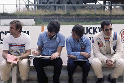 Bernie Ecclestone, Brabham team owner with Gordon Murray, Carlos Reutemann and Carlos Pace