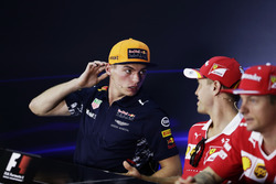 The FIA press conferenc, Max Verstappen, Red Bull Racing, Sebastian Vettel, Ferrari and Kimi Raikkon