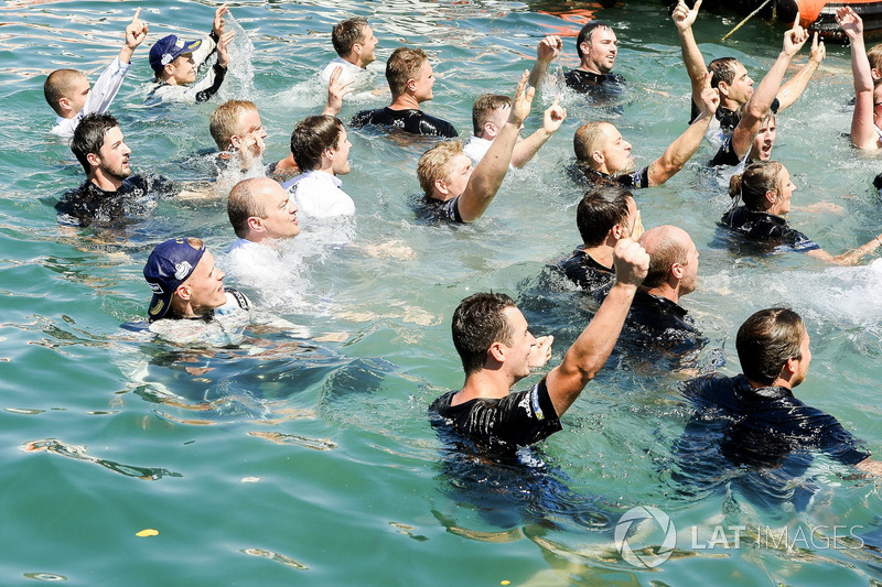 M-Sport celebrate in the sea