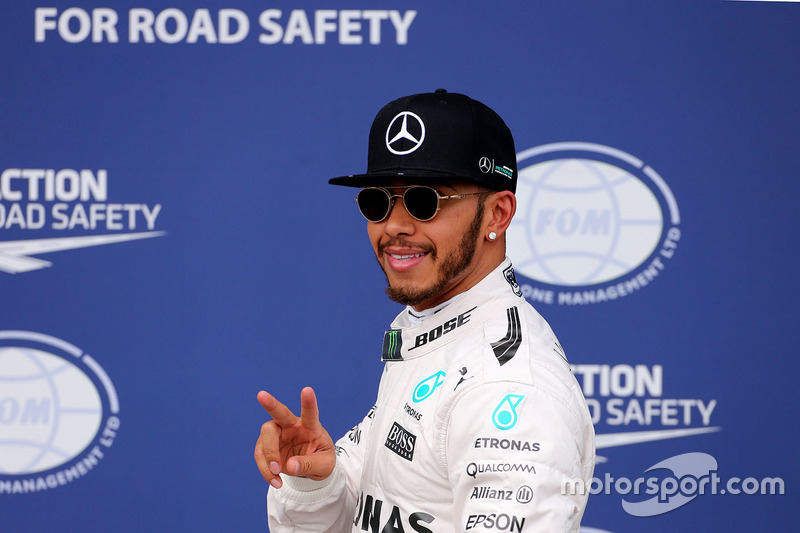 Lewis Hamilton, Mercedes AMG F1 Team feiert seine  Pole-Position im Parc Ferme