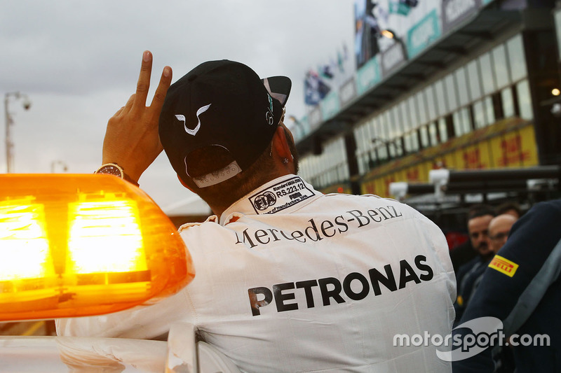 Polesitter Lewis Hamilton, Mercedes AMG F1 Team celebrates his pole position in parc ferme