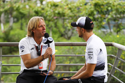Jenson Button, McLaren with media