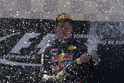 Max Verstappen, Red Bull Racing celebrates his first win