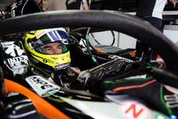 Sergio Perez, Sahara Force India F1 VJM09 with the Halo cockpit cover