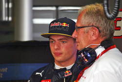 (L to R): Max Verstappen, Red Bull Racing with Dr Helmut Marko, Red Bull Motorsport Consultant