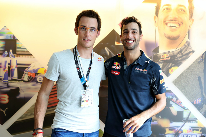 Daniel Ricciardo, Red Bull Racing meets with Belgian rally driver, Thierry Neuville