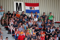 Fans and a flag for Max Verstappen, Red Bull Racing