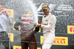 Race winner Lewis Hamilton, Mercedes AMG F1 celebrates on the podium
