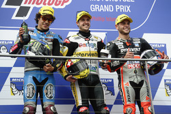 Podium : le vainqueur Thomas Lüthi, Interwetten, le deuxième Franco Morbidelli, Marc VDS, le troisième Sandro Cortese, Dynavolt IntactGP