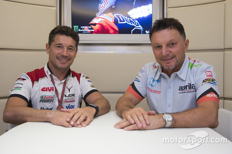 Lucio Cecchinello, Team LCR Honda director del equipo y Fausto Gresini, Aprilia Gresini Racing Team
