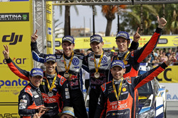 Les vainqueurs Sébastien Ogier, Julien Ingrassia, Volkswagen Polo WRC, Volkswagen Motorsport; les 2e Daniel Sordo, Marc Marti, Hyundai i20 WRC, Hyundai Motorsport; les 3e Thierry Neuville, Nicolas Gilsoul, Hyundai i20 WRC, Hyundai Motorsport