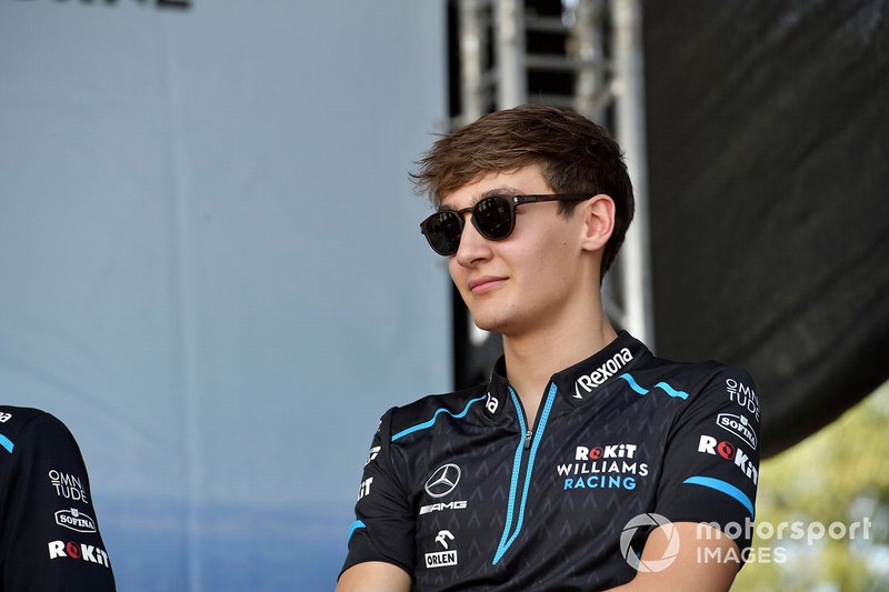 George Russell, Williams Racing, on stage