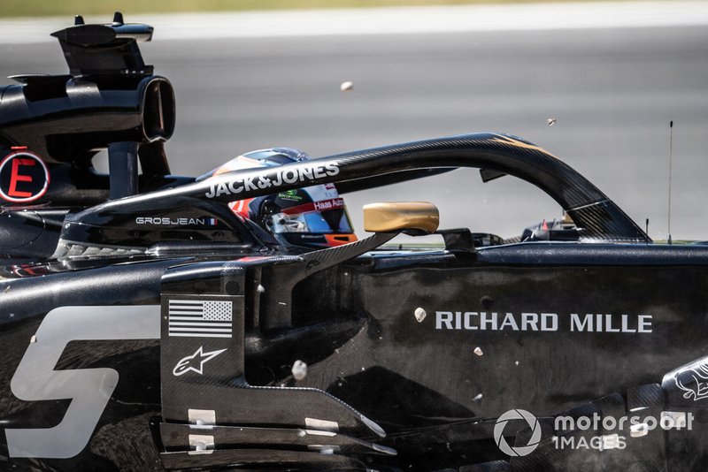 Romain Grosjean, Haas F1 Team VF-19, dans les graviers