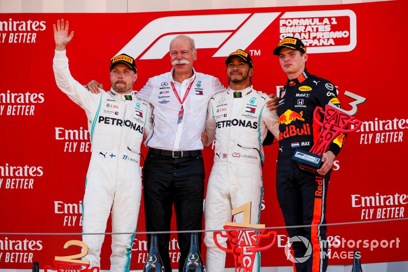 2019: 1. Lewis Hamilton, 2. Valtteri Bottas, 3. Max Verstappen