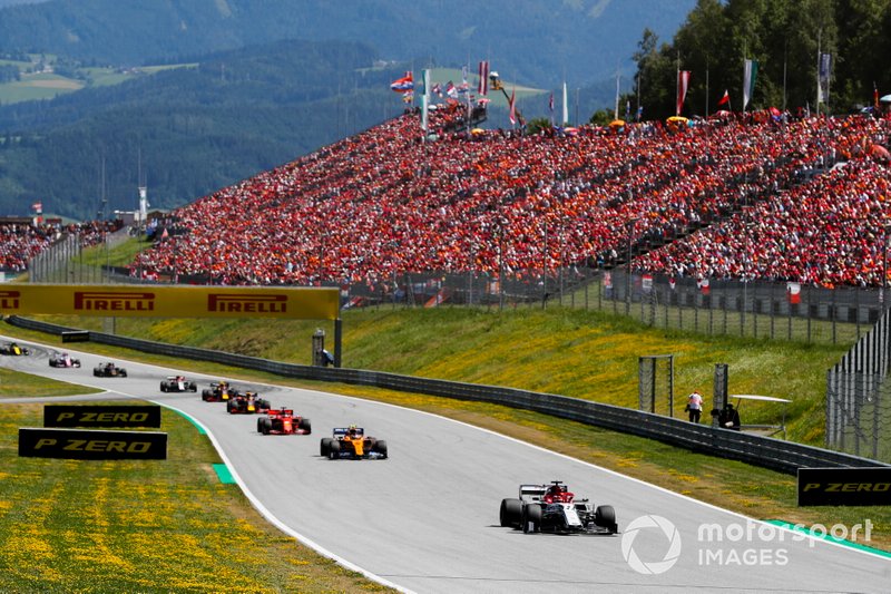 Kimi Raikkonen, Alfa Romeo Racing C38, Lando Norris, McLaren MCL34, Sebastian Vettel, Ferrari SF90