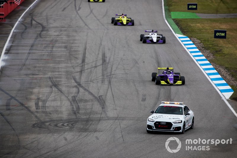 The Safety Car leads Sarah Moore