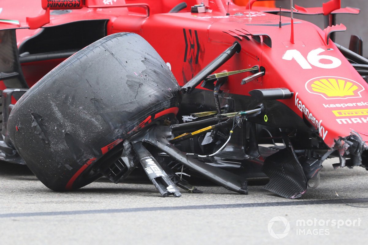 Auto danneggiata di Charles Leclerc, Ferrari SF21