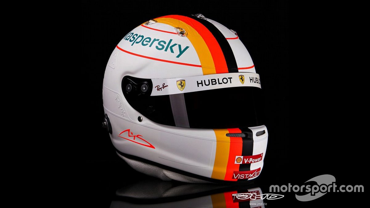 El casco de Sebastian Vettel en honor a Michael Schumacher para el GP de Eifel F1