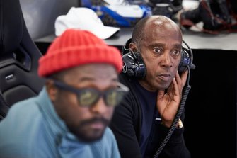 Will.i.am in the Mercedes garage with Anthony Hamilton