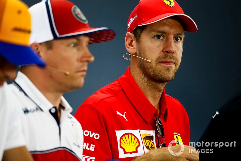Sebastian Vettel, Ferrari e Kimi Raikkonen, Alfa Romeo Racing, Ferrari, durante la conferenza stampa