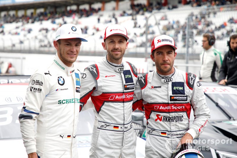 Top 3 na de kwalificaite, Polesitter René Rast, Audi Sport Team Rosberg, Marco Wittmann, BMW Team RMG, Mike Rockenfeller, Audi Sport Team Phoenix