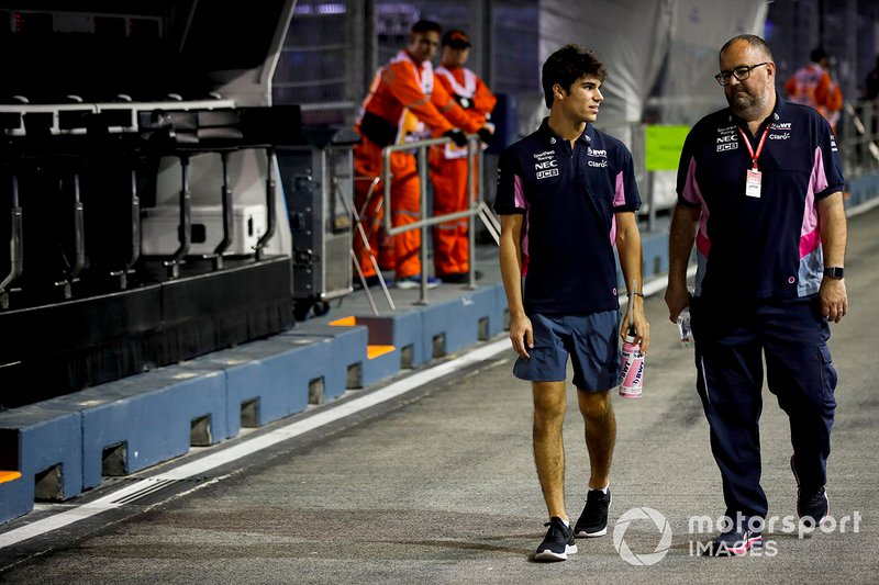 Lance Stroll, Racing Point walks the track