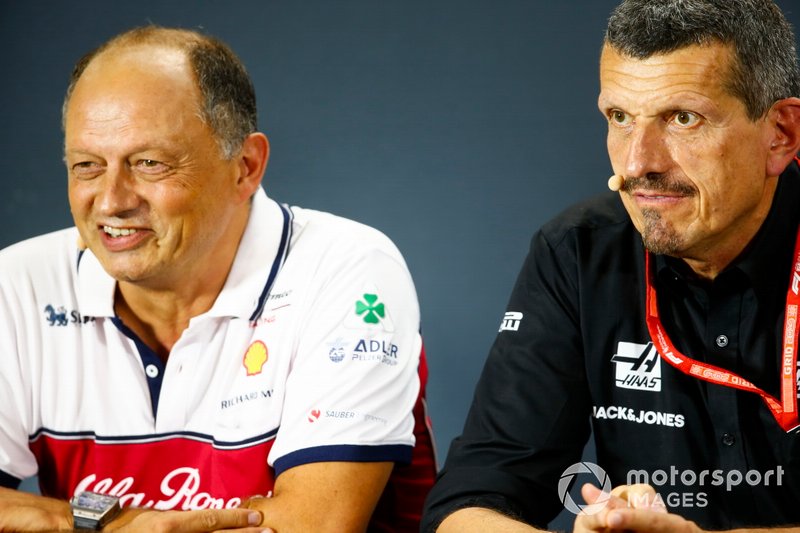 Frederic Vasseur, Team Principal, Alfa Romeo Racing, and Guenther Steiner, Team Principal, Haas F1 Team, in the Press Conference