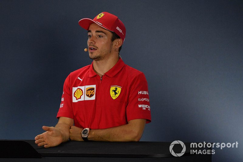 Charles Leclerc, Ferrari, terzo classificato, in conferenza stampa