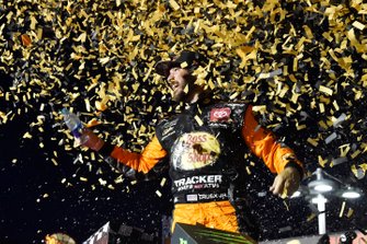 Martin Truex Jr., Joe Gibbs Racing, Toyota Camry Bass Pro Shops celebrates his win