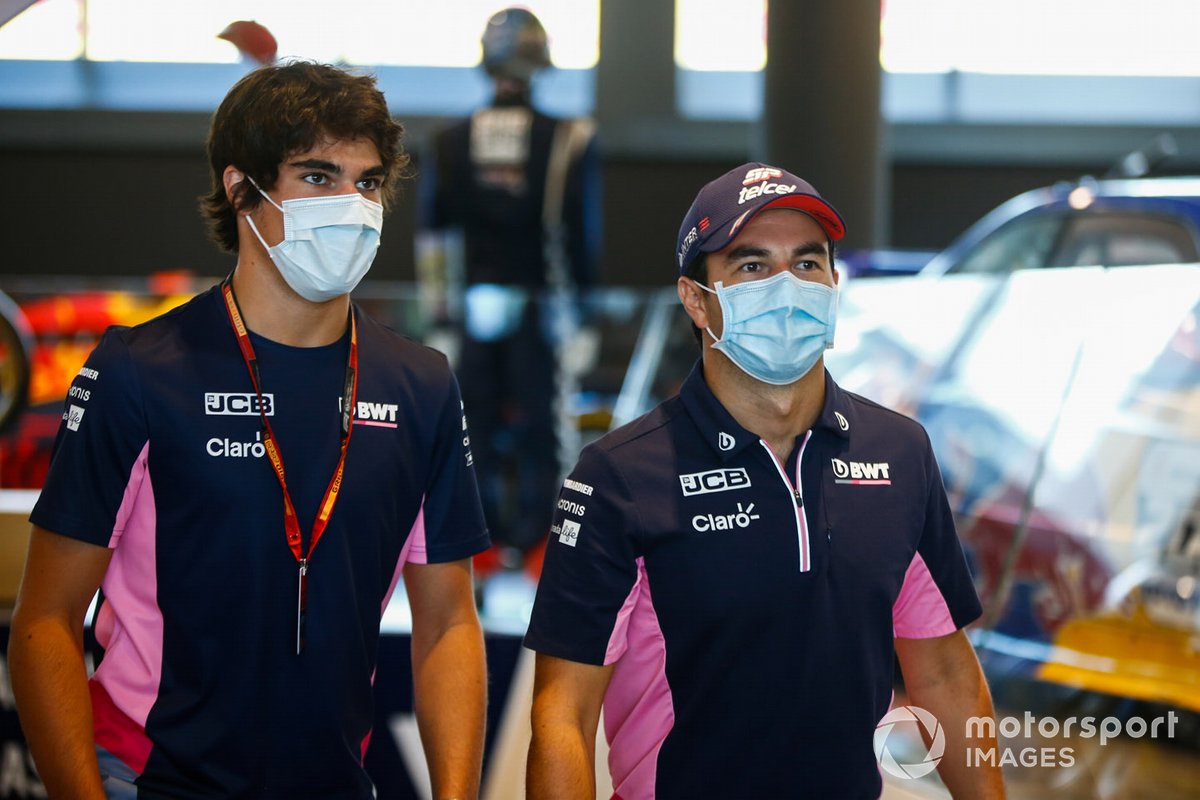 Sergio Perez, Racing Point, and Lance Stroll, Racing Point