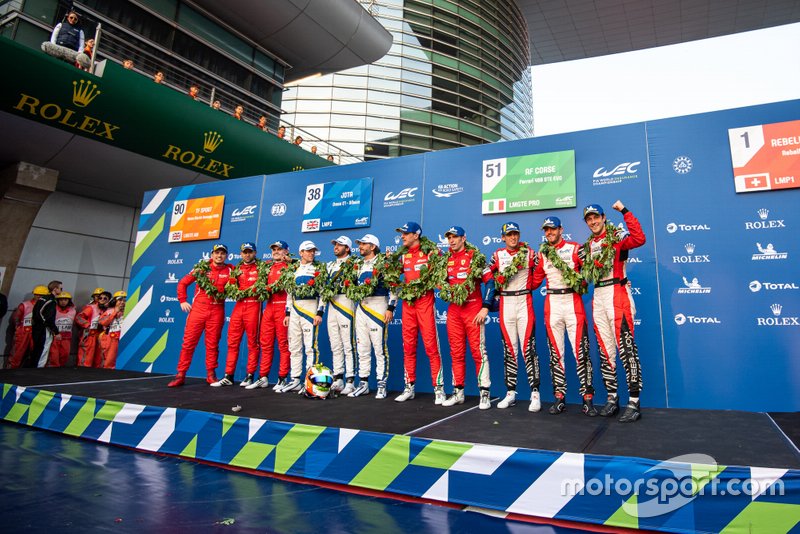 I vincitori, #90 TF Sport Aston Martin Vantage AMR: Salih Yoluc, Charlie Eastwood, Jonathan Adam, #38 JOTA Oreca 07 - Gibson: Roberto Gonzalez, Antonio Felix Da Costa, Anthony Davidson, #51 AF Corse Ferrari 488 GTE Evo: James Calado, Alessandro Pier Guidi, #1 Rebellion Racing Rebellion R13 - Gibson: Bruno Senna, Gustavo Menezes, Norman Nato