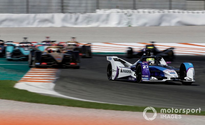 Alexander Sims, BMW I Andretti Motorsports, BMW iFE.20 leadsAntonio Felix da Costa, DS Techeetah, DS E-Tense FE20, Mitch Evans, Panasonic Jaguar Racing, Jaguar I-Type 4