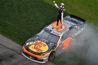 Noah Gragson, JR Motorsports, Chevrolet Camaro celebrates his win