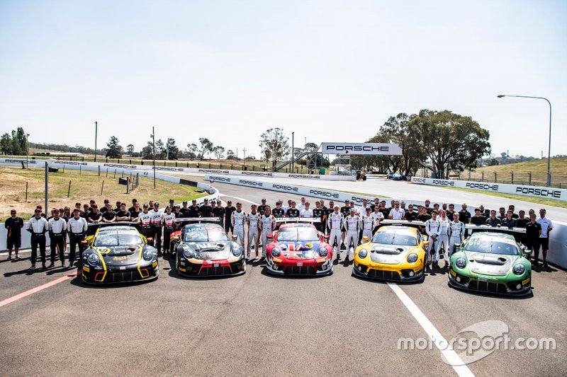 #1 Earl Bamber Motorsport Porsche GT3 R: Earl Bamber, Laurens Vanthoor, Craig Lowndes, #12 NED Racing Team Porsche GT3 R: David Calvert-Jones, Romain Dumas, Jaxon Evans, #4 Grove Racing Porsche GT3 R: Stephen Grove, Brenton Grove, Benjamin Barker, #911 Absolute Racing Porsche GT3 R: Mathieu Jaminet, Patrick Pilet, Matt Campbell, #912 Absolute Racing Porsche GT3 R: Dirk Werner, Matteo Cairoli, Thomas Preining