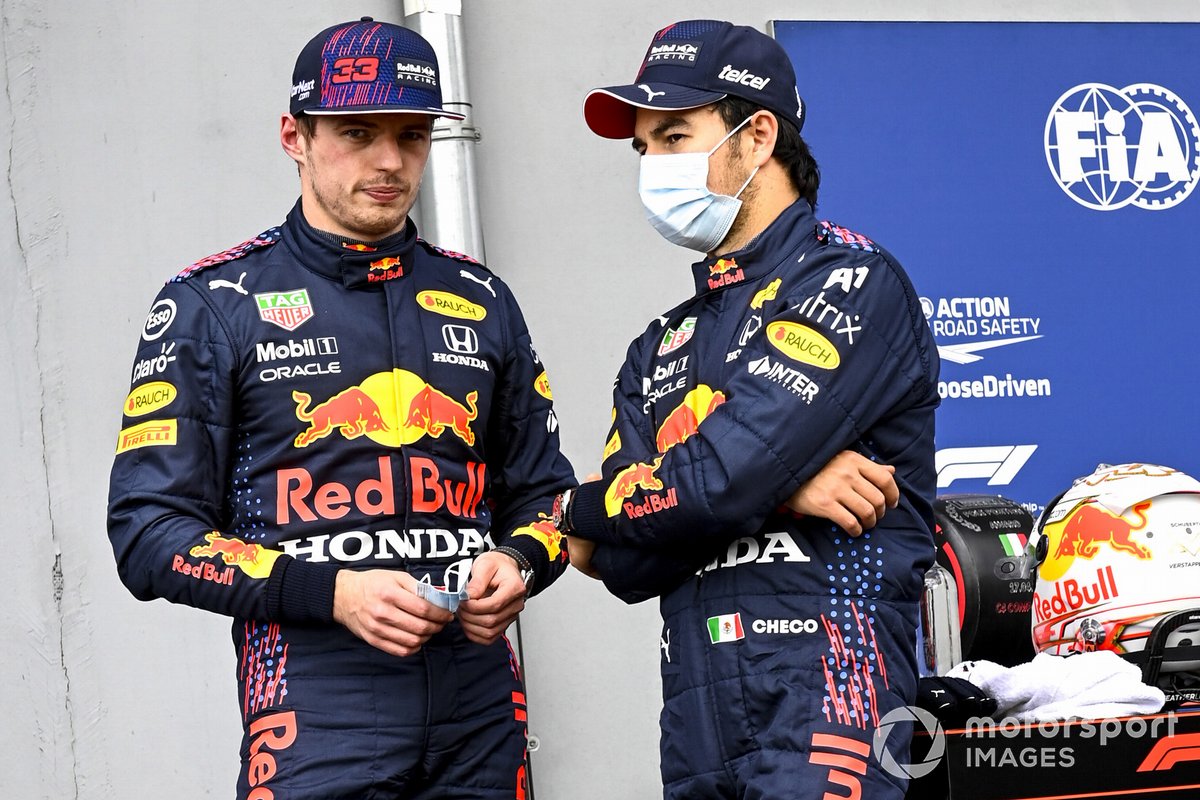 Max Verstappen, Red Bull Racing, Sergio Pérez, Red Bull Racing in Parc Ferme
