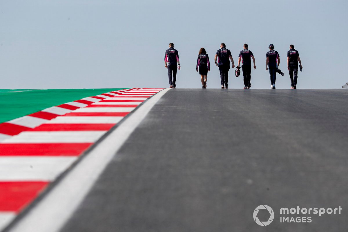 Lance Stroll, Racing Point, walks the track