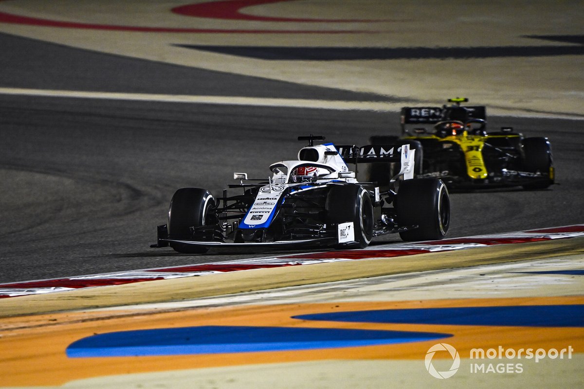 George Russell, Williams FW43, Esteban Ocon, Renault F1 Team R.S.20