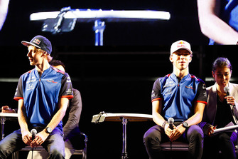 Brendon Hartley, Scuderia Toro Rosso, and Pierre Gasly, Scuderia Toro Rosso, on stage