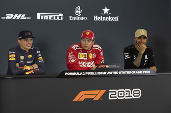 (L to R): Max Verstappen, Red Bull Racing, Kimi Raikkonen, Ferrari and Lewis Hamilton, Mercedes AMG F1 in Press Conference