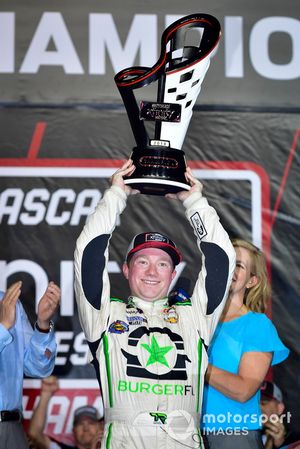 Tyler Reddick, JR Motorsports, Chevrolet Camaro BurgerFi celebrates after winning 