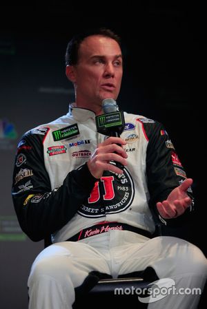 Kevin Harvick, driver of the #4 Jimmy John's Ford talks to the media during media day 