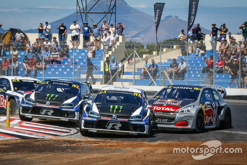 Johan Kristoffersson, PSRX Volkswagen Sweden, Petter Solberg, PSRX Volkswagen Sweden, Timmy Hansen, Team Peugeot Total Tom Banks