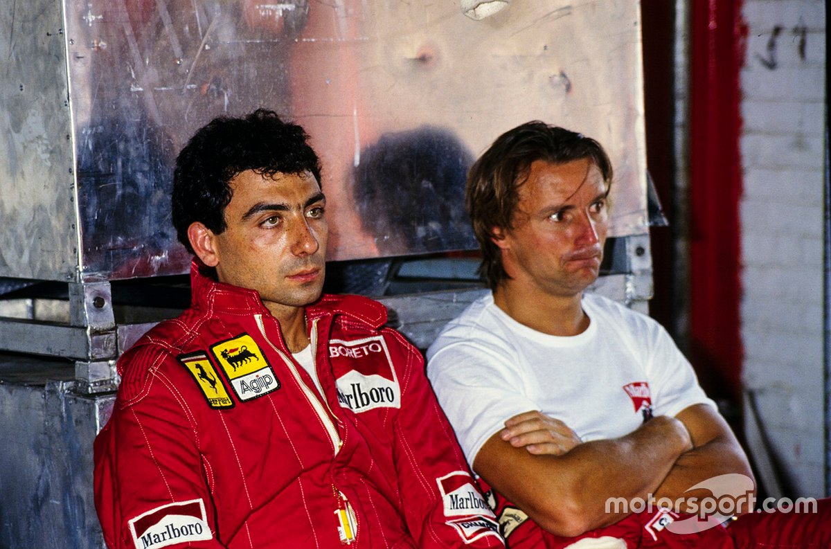 Michele Alboreto with René Arnoux, Ferrari