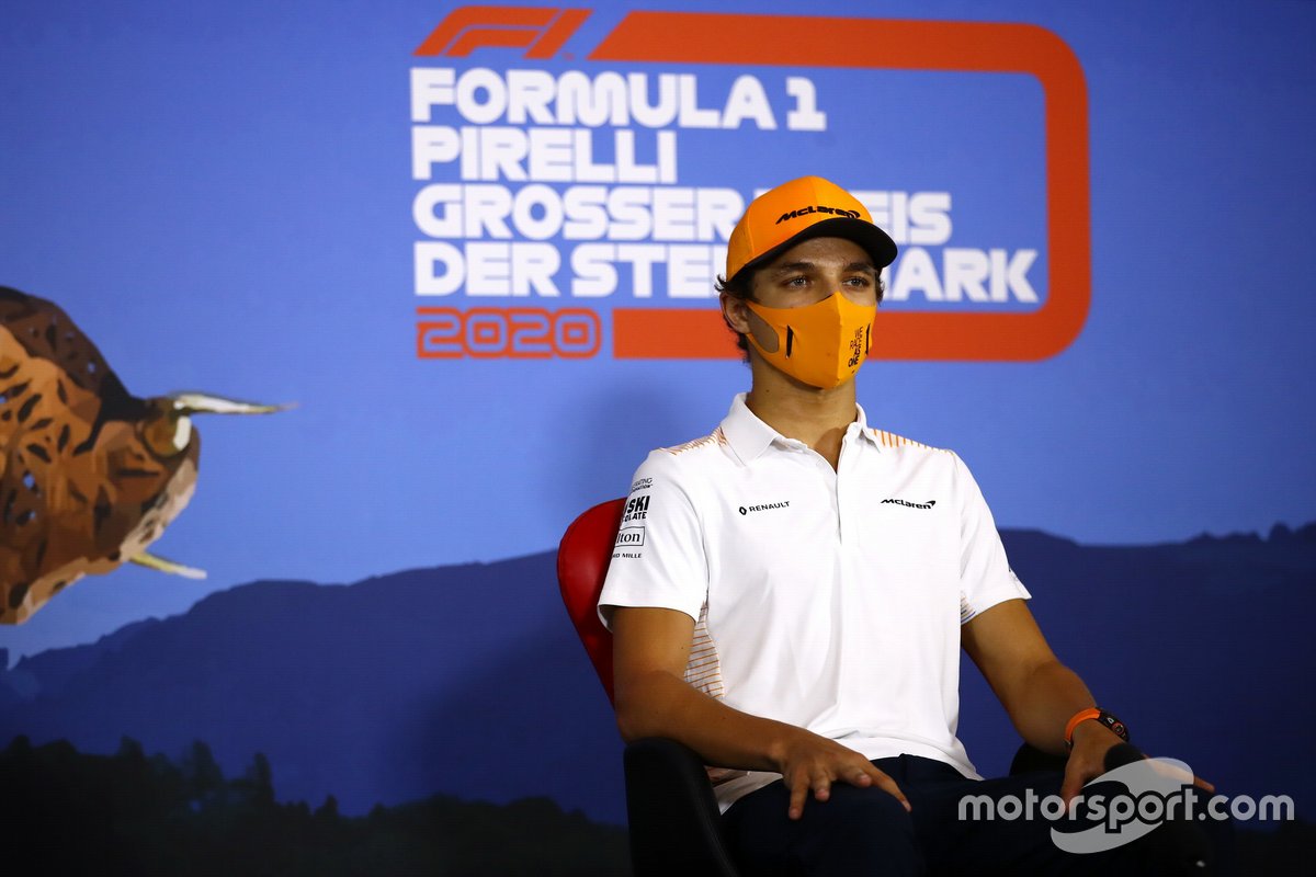 Lando Norris, McLaren durante la conferenza stampa