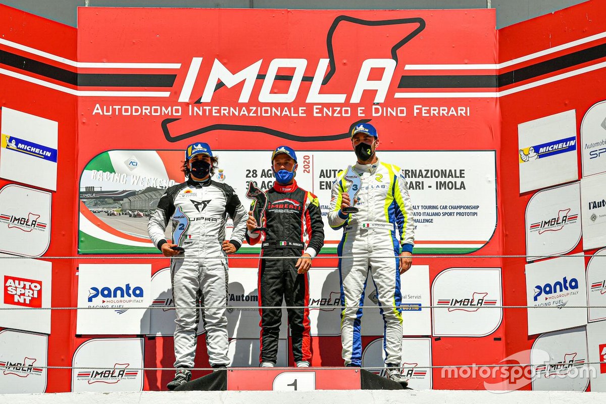 Podio Gara2 del DSG: Primo posto, Michele Imberti, Elite Motorsport, Cupra TCR, secondo posto, Eric Scalvini, Cupra TCR, Scuderia del Girasole by Cupra Racing, terzo posto, Matteo Poloni, Race Lab, Audi RS 3 LMS TCR