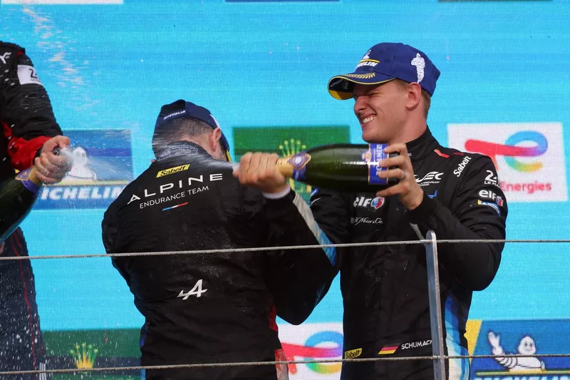Podium: #36 Alpine Endurance Team Alpine A424: Nicolas Lapierre, Mick Schumacher, Matthieu Vaxiviere