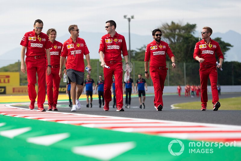 Sebastian Vettel, Ferrari walks the track 