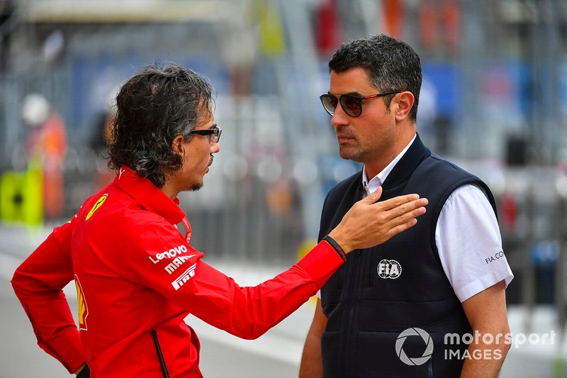 Laurent Mekies, Sporting Director, Ferrari, with Michael Masi, Race Director, FIA