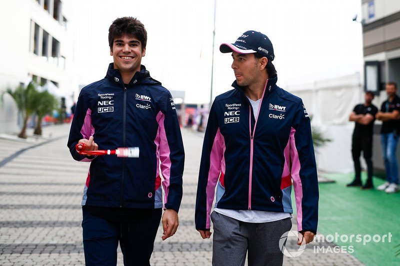 Sergio Perez, Racing Point, and Lance Stroll, Racing Point
